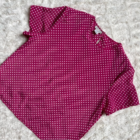 Vintage 90s Hana Sung Pink and White Polka Dot Top - Picture 4 of 13